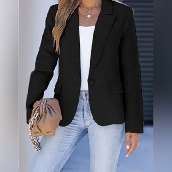Seventy Black Blazer Notch Lapels pockets side zipper day 2 nite long sleeve 44 - Picture 1 of 6
